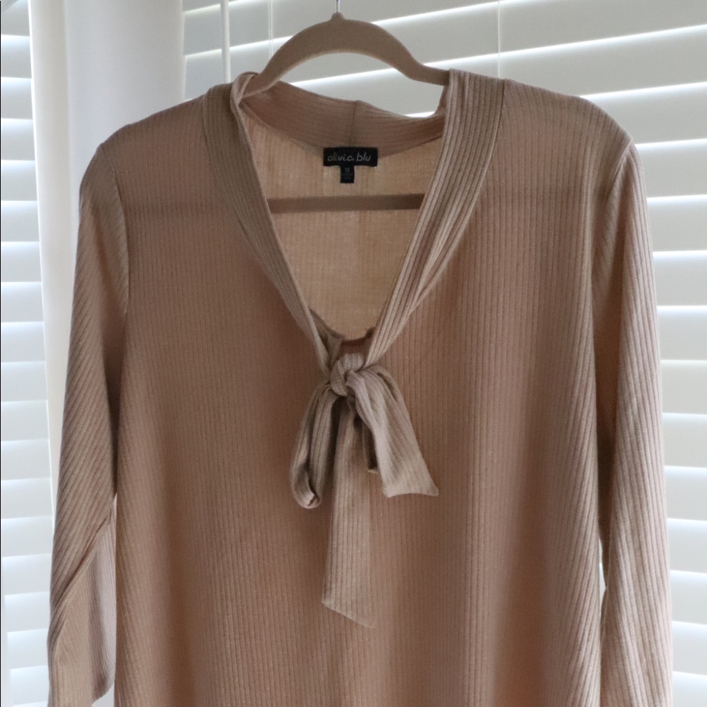 Anthropologie Bow Ribbed Top Blouse Size 1x In Peachy Pink So Cute!